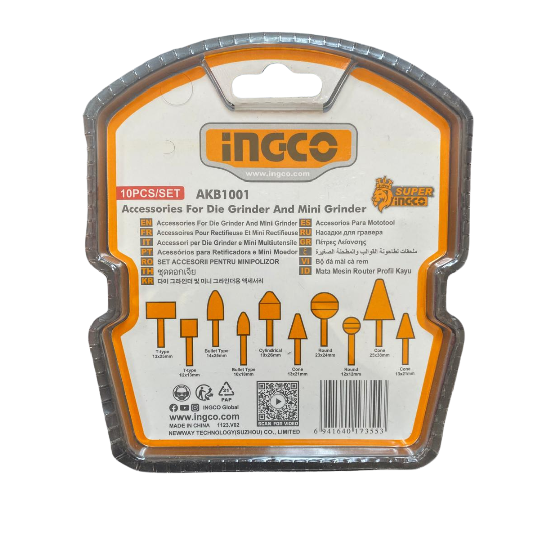 Ingco Grinder Accessories For Die Grinders And Mini Grinders 10Pcs - AKB1001 Ingco Grinder Accessories For Die Grinders And Mini Grinders 10Pcs - AKB1001